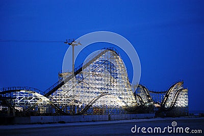 Roller coaster at dusk