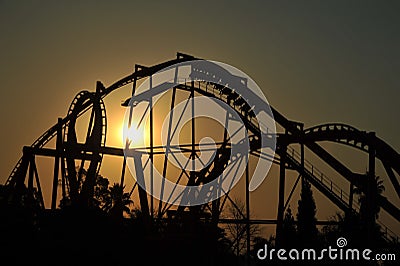 Roller coaster ride silhouette