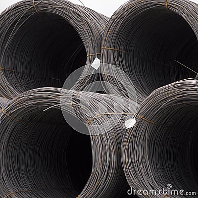 Rolls of steel cable
