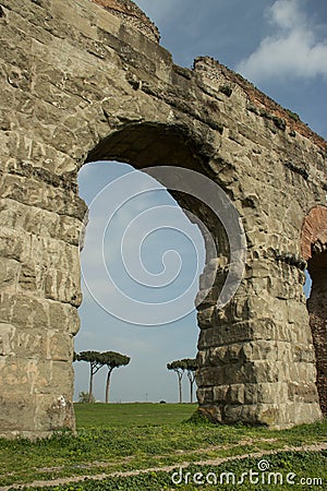 Roman aqueduct in San Policarpo Park, Rome