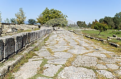 Roman era ancient street at Dion of Greece