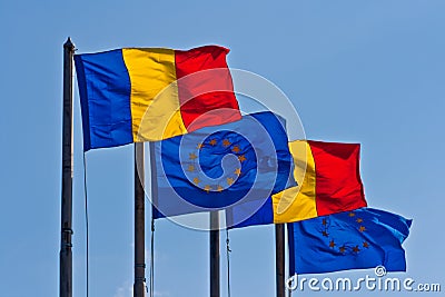 Romanian and EU Flags