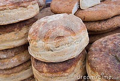Romanian traditional bread baked in wood oven