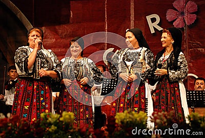 Romanian women folk singers at a festival