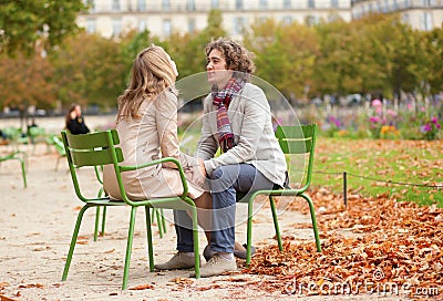 Romantic couple in Paris at fall