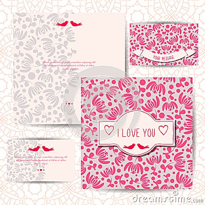 Romantic design set of invitation cards