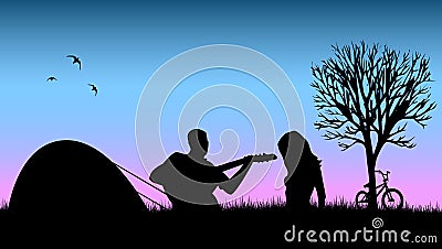 Romantic summer camp vector