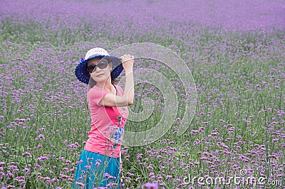 Romantic woman in lavender fields