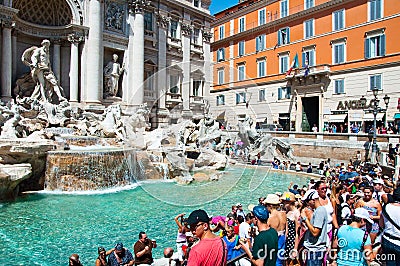 ROME-AUGUST 6: Trevi Fountain on August 6,2013 in Rome. Trevi Fountain is a fountain in the Trevi district in Rome, Italy.