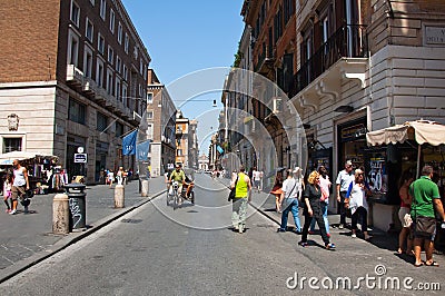 ROME-AUGUST 6: The Via del Corso on August 6, 2013 in Rome.