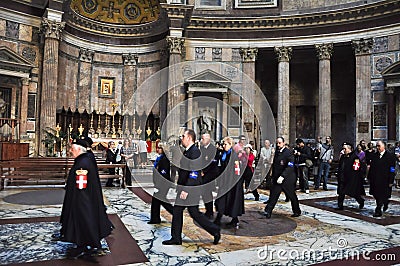 ROME-NOVEMBER 6: Members the House of Savoy in Roman Pantheon on November 6,2010 in Rome, Italy. The House of Savoy is royal famil