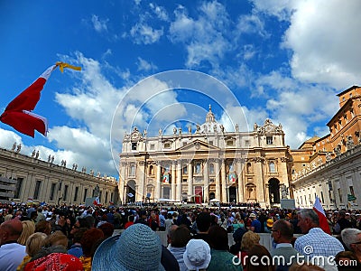 ROME, VATICAN - April 28, 2014: polish pilgrims li