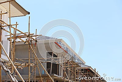 Roof under construction for home building