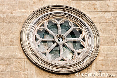 Rose, wheel window Catholic church Lady of the Sacred Heart