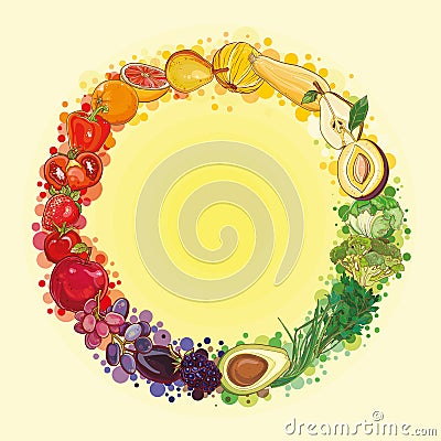 ... . Healthy lifestyle illustration for print, web. Food circle. eps 10