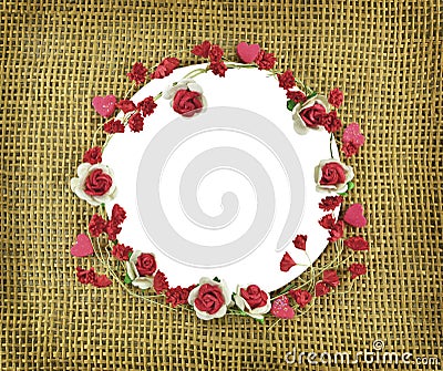 Round frame with rose garland