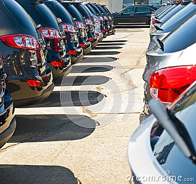 Row of Automobiles on a Car Lot