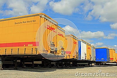 Row of Cargo Containers at Storage Area