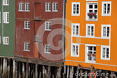 Row of colorful houses beside the river