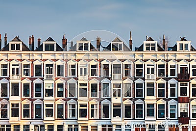 Row of Dutch old white houses