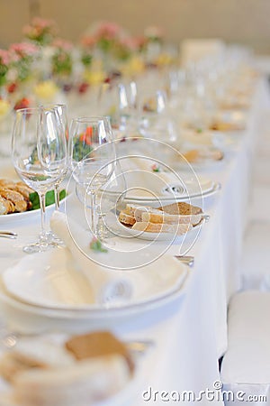 Row of Glasses and Plates