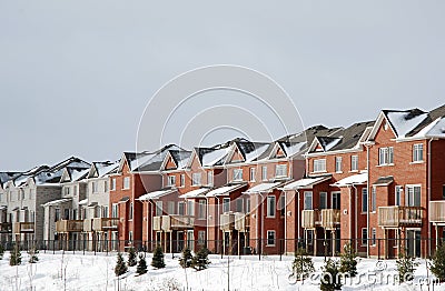 Row of houses in winter
