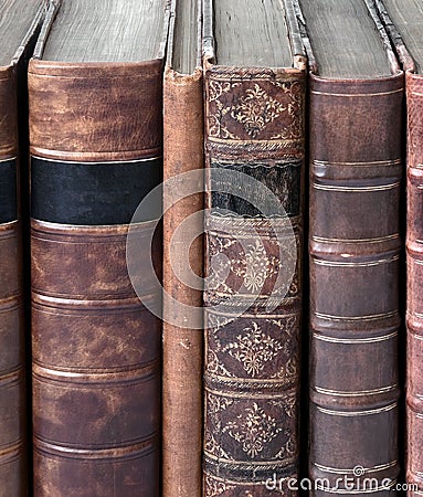 Leather Bound Books on Row Of Old Leather Bound Books Royalty Free Stock Image Image