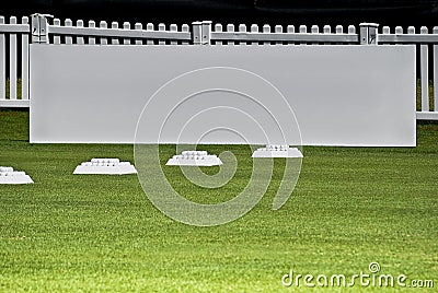 Row of Practice Balls, Blank Signage Boards