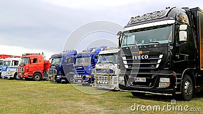 Row of Show Trucks at a Truck Meeting