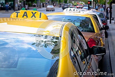 Row of Taxi Cabs