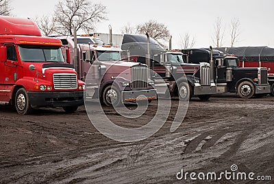 Row of Tractor Trailers