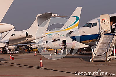 Rows of business jet