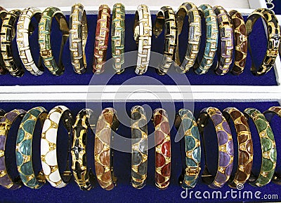 Rows of gold bangles