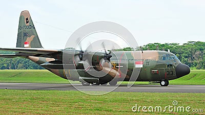 RSAF C-130 military transport plane taxiing