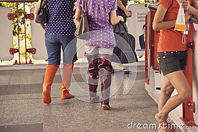 Rubber boots during the flood in Thailand in 2011