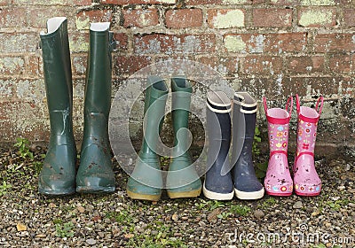 Rubber Boots In Row