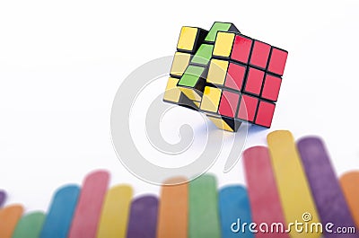 Rubik’s cube on a white background