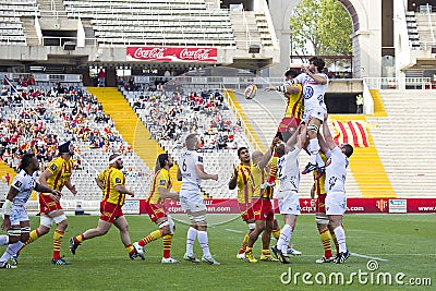 Rugby line out action