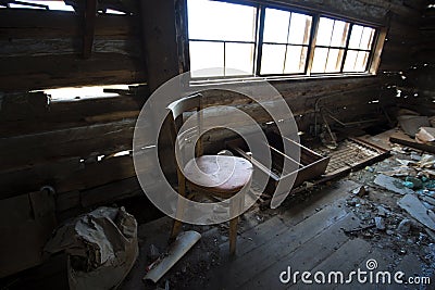 Ruined interior of old abandoned house