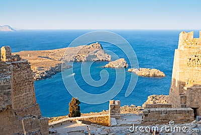 Ruins of Acropolis in the Rhodes Island