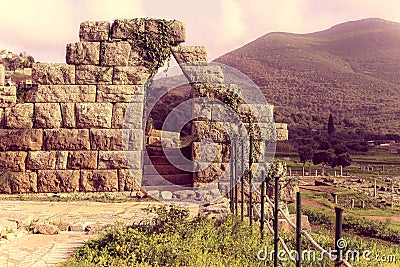 Ruins of wall with gate in the city Messina