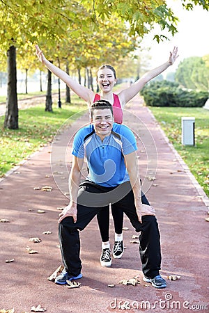 Runners couple sport