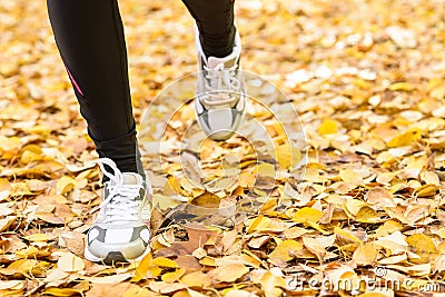 Running feet in autumn