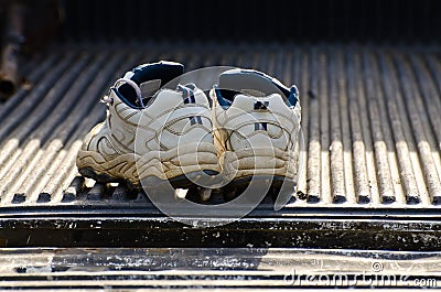 Running shoes in a truck