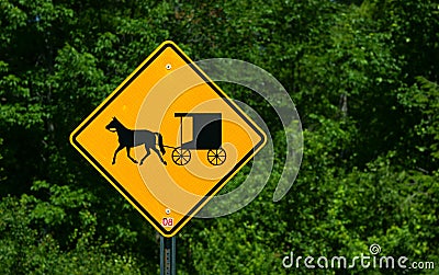 Rural horse and buggy sign