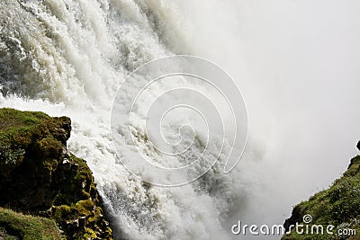 Rushing waters of Gullfoss (Golden falls) waterfall, Iceland
