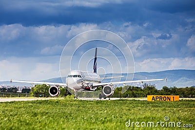 Russian Airlines on runway at Zagreb airport