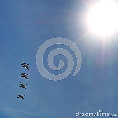 Russian army military jets during military parade