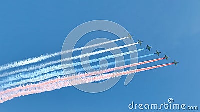 Russian army military jets during military parade