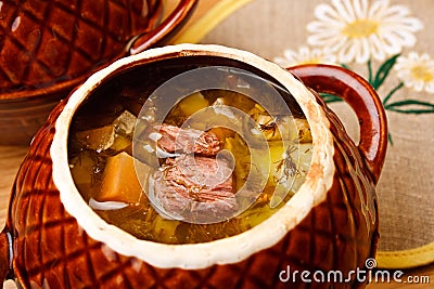 Russian Cabbage Soup With Beef Royalty Fre